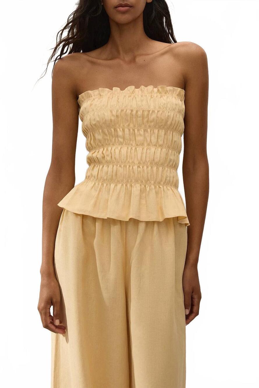 NEW FAITHFULL THE BRAND tiera strapless top in daffodil